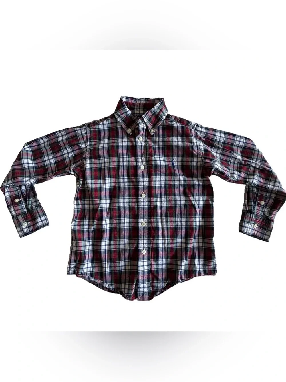 Ralph Lauren Shirt Boys 5 Multicolor Plaid Long Sleeve Button Down Collared